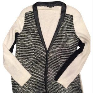 Trouve Black & White Mixed Media Cardigan